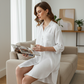 Women's Loose-Fit Mid-Length Button-Down Shirt