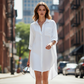 Women's Loose-Fit Mid-Length Button-Down Shirt