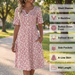 Women's Casual V-Neck Print Dress with Pockets