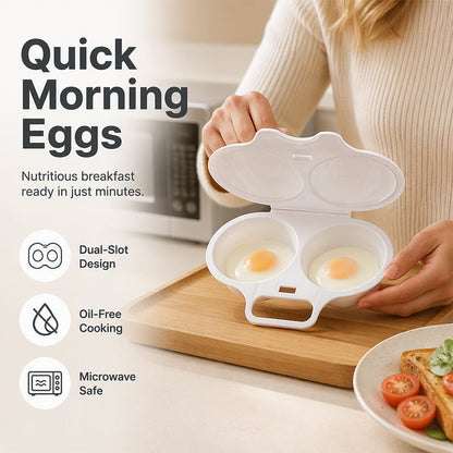 (Buy 3 Get 5 Free) Dual Cavity Microwave Egg Poacher